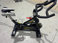 Bodyworx ASB500 ex-hire spin bike handlebars and flywheel side view Melbourne